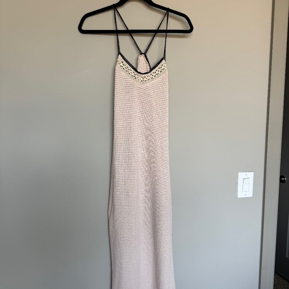 Vintage hand-knit beige cover up